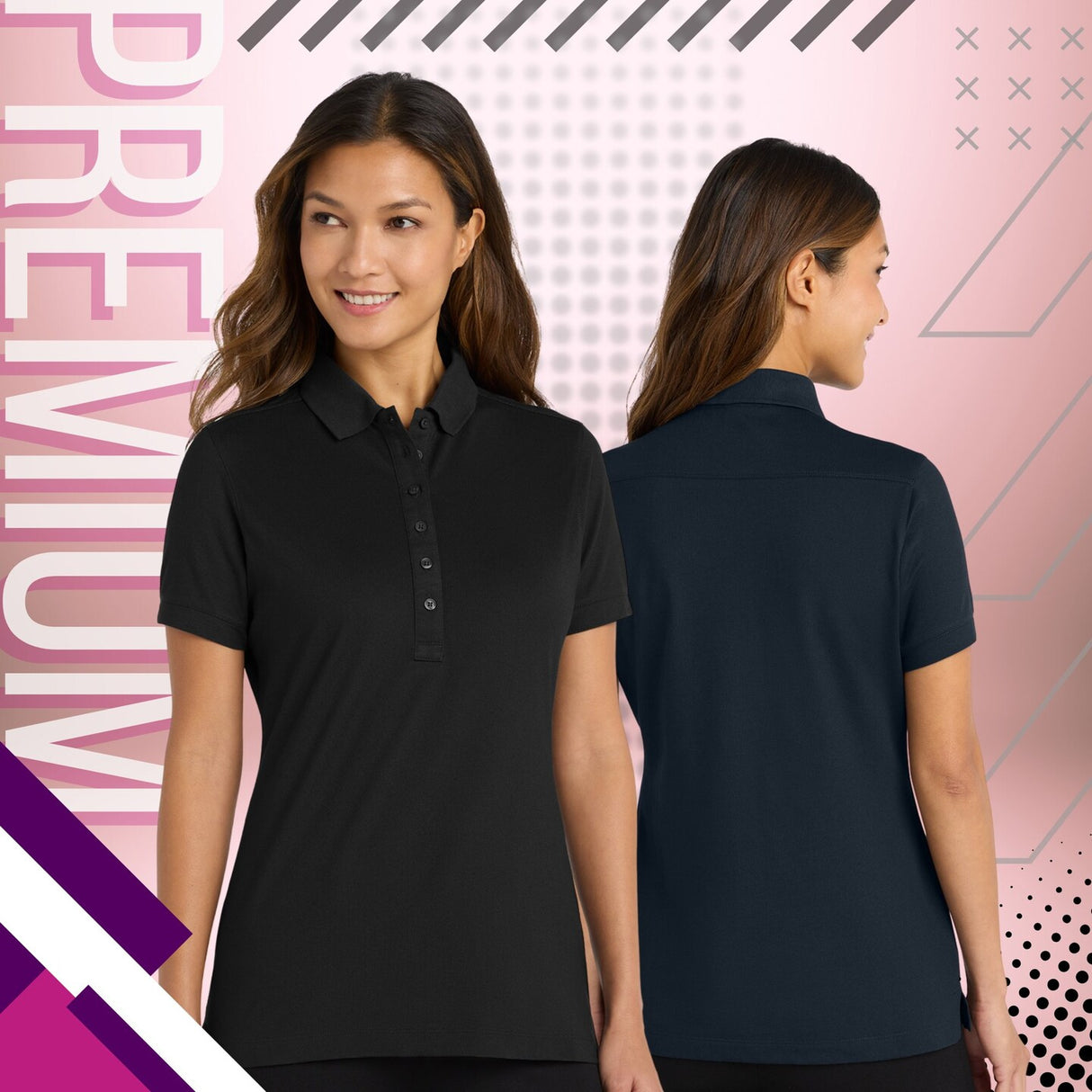 Port Authority® Women's Stretch Pique Polo Breathable Moisture Wicking Shirt with Spandex