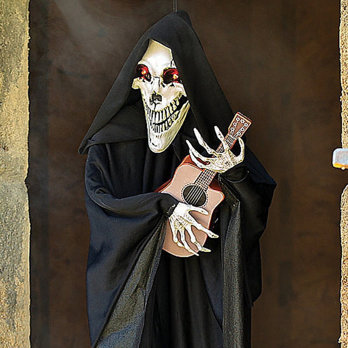 Hanging Animated Singing Reaper Guitar Halloween Decoration 13.75 x 47.25 Inch