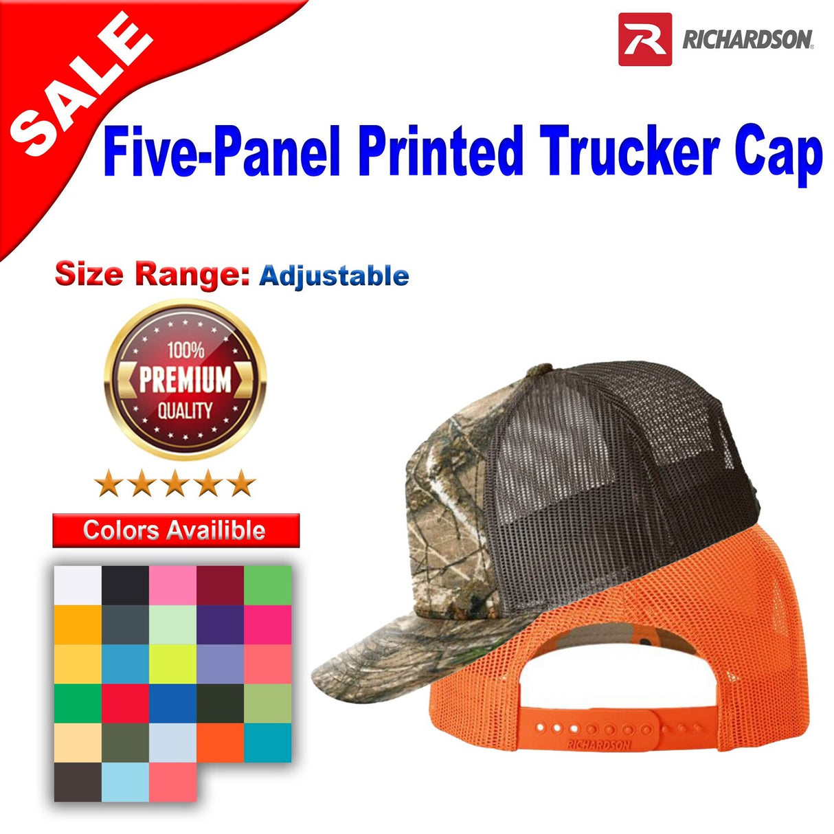 Richardson® Five Panel Printed Trucker Cap