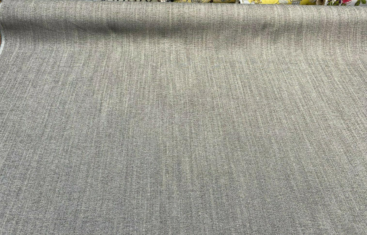 Brixton Gravel Linen Blend Textured Chenille Upholstery Fabric - Gravel, 57" Width (By The Yard)