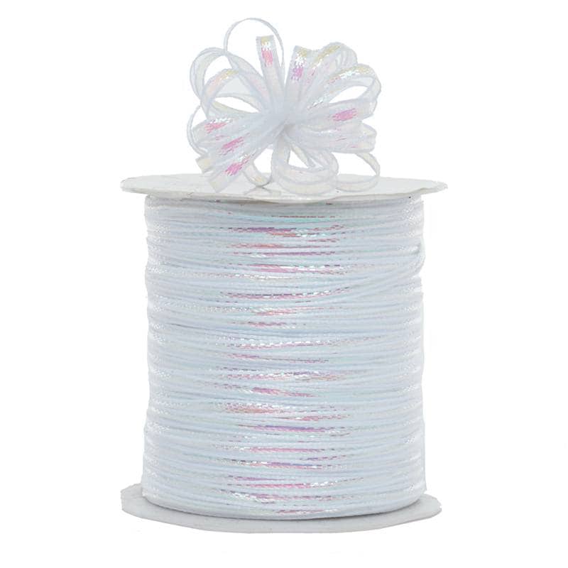 Iridescent Princess Pull String Bows 4 mm x 100 yd White Color 1 / ROLL