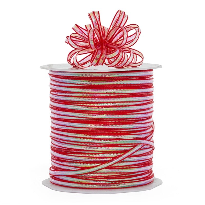 Iridescent Princess Pull String Bows 4 mm x 100 yd Red Color 1 / ROLL