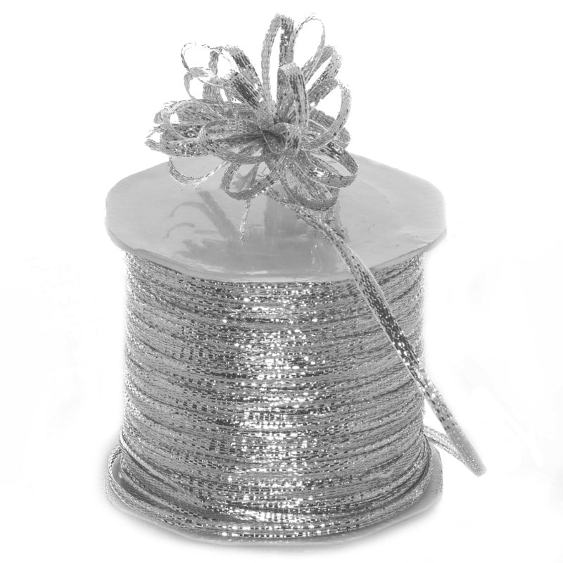 Metallic Princess Pull String Bow 4 mm X 100 yd Silver (4 mm) Color 1 / ROLL