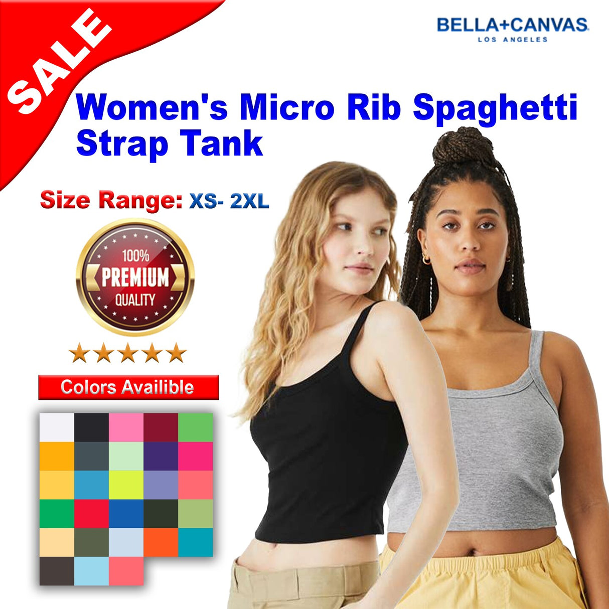 BELLA + CANVAS® Women's Micro Rib Spaghetti Strap Tank Top