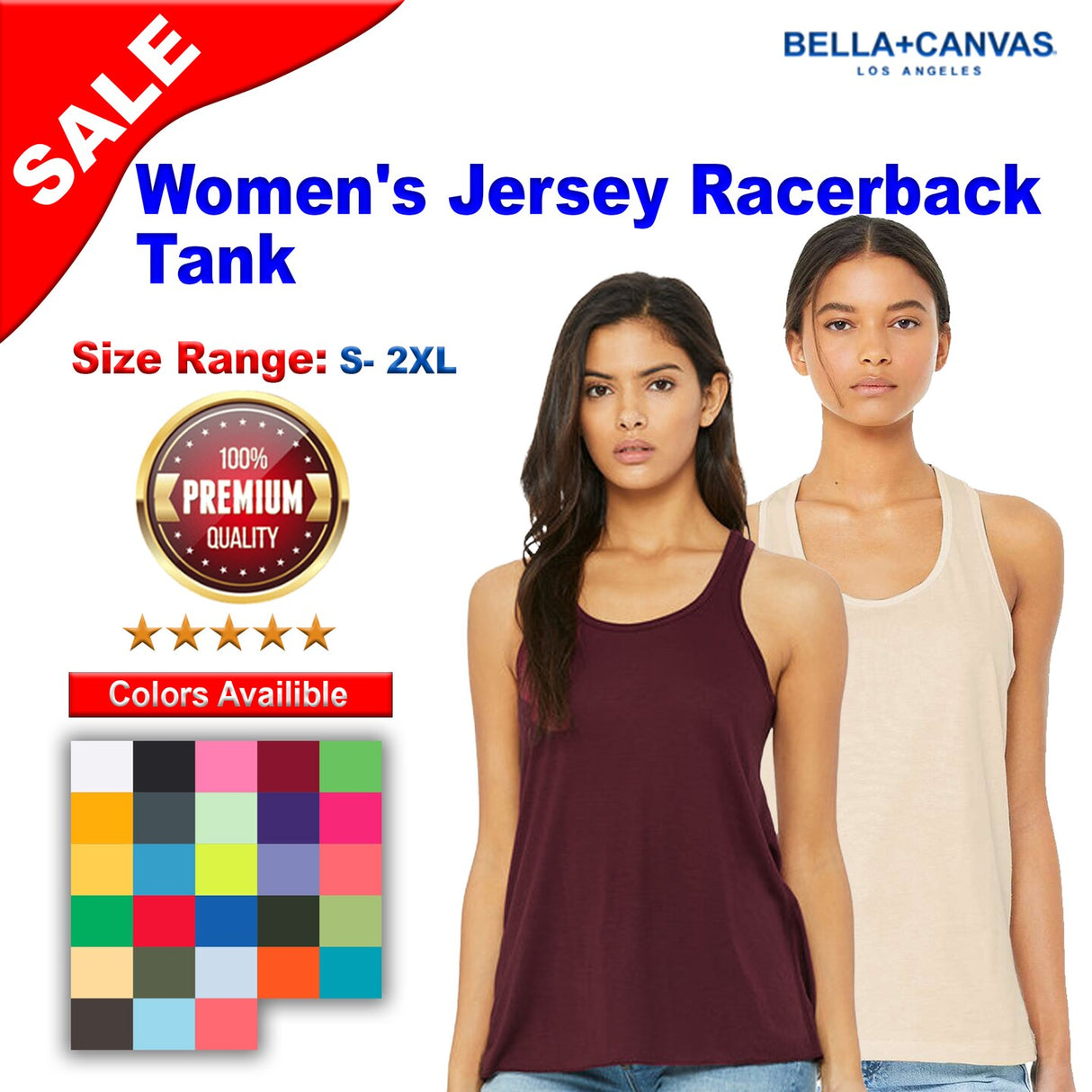 BELLA + CANVAS® Women Jersey Racerback Scoop neck Tank Top
