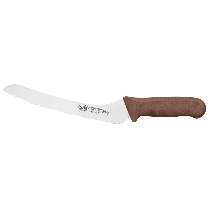 Winco Stal 9" Brown Offset Bread Knife