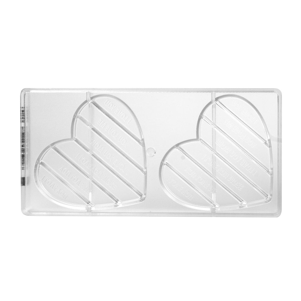 Chocolate World Polycarbonate Chocolate Mold, Heart Tablet, 2 Cavities