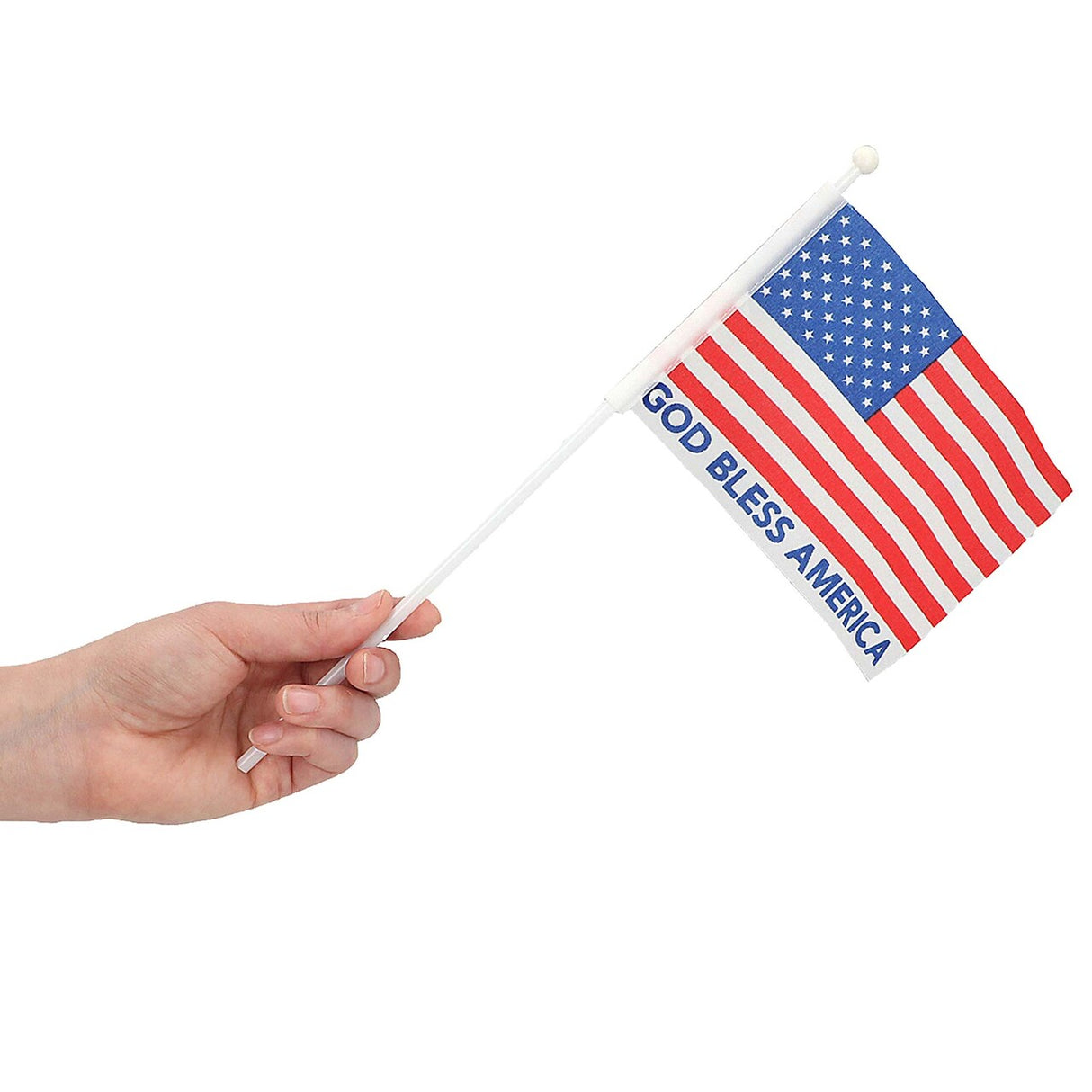 6" x 4" God Bless America USA Flags on Plastic Sticks 12 Pc.