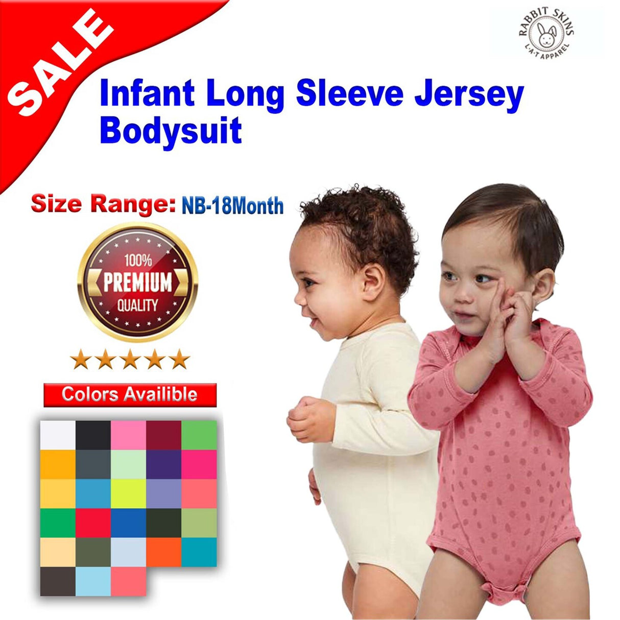 RADYAN® Infant Fine Jersey Long Sleeve Bodysuit