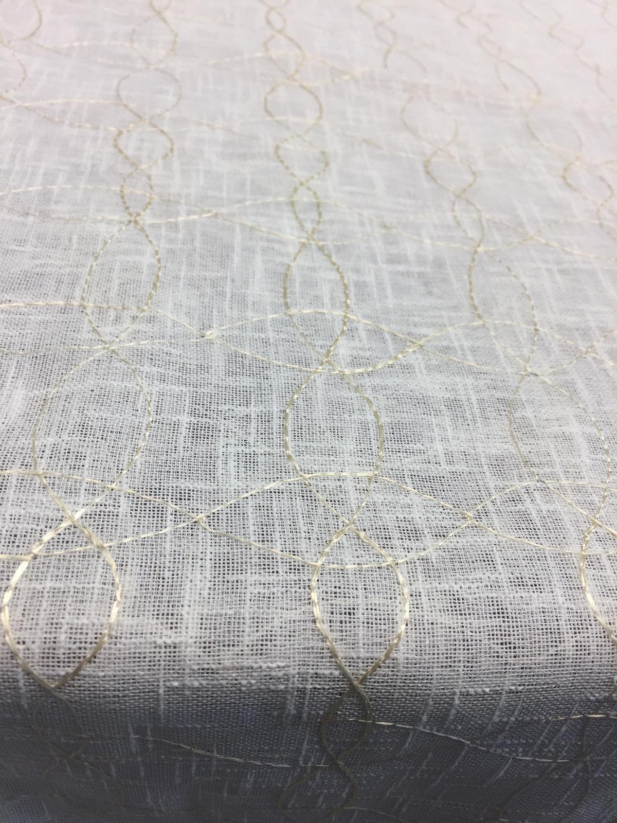 PK Ichthys Circle Polyester Sheer Fabric - Beige And Gold Circle Pattern, 118" Width (1 Yard)