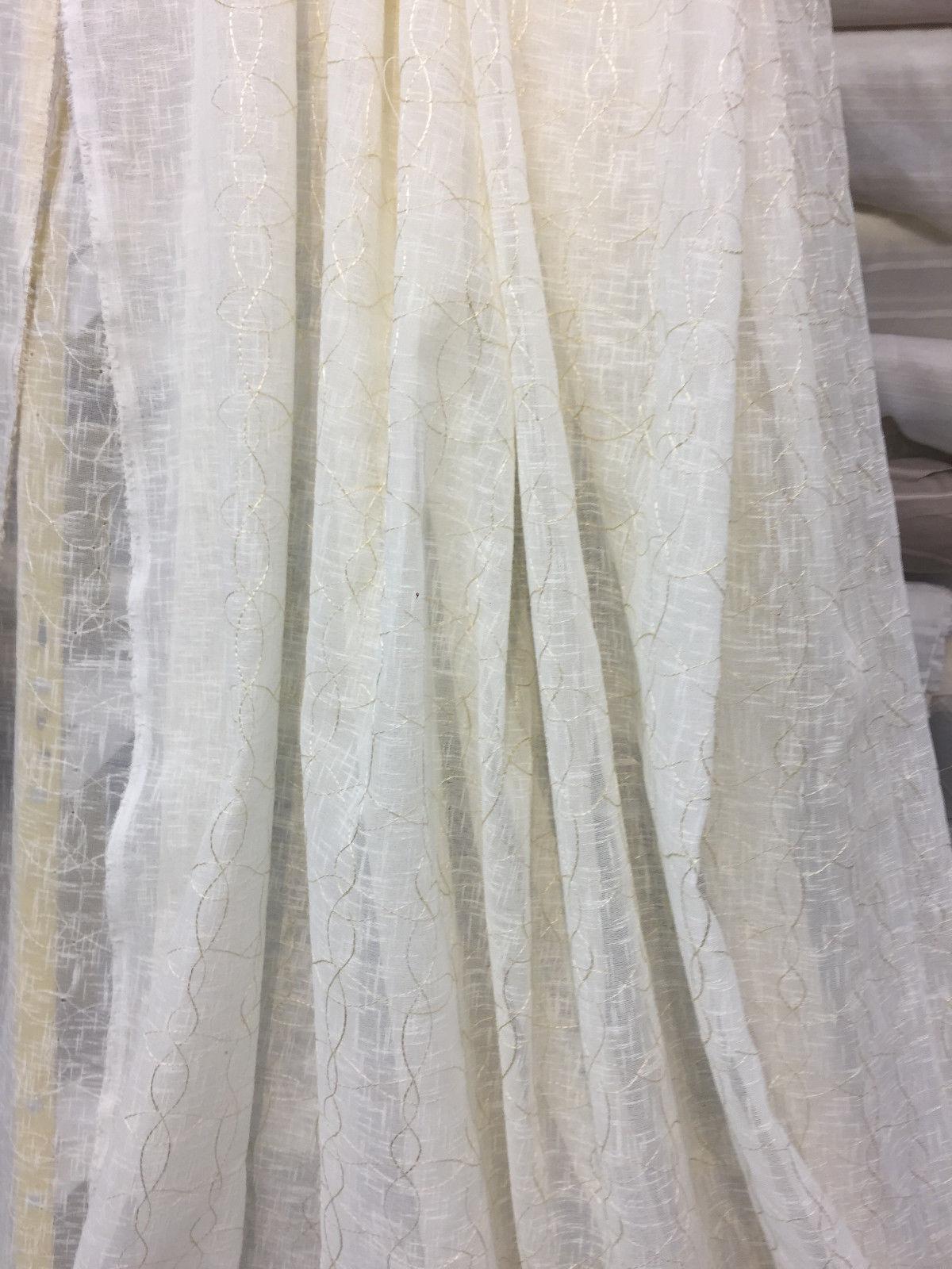 PK Ichthys Circle Polyester Sheer Fabric - Beige And Gold Circle Pattern, 118" Width (1 Yard)