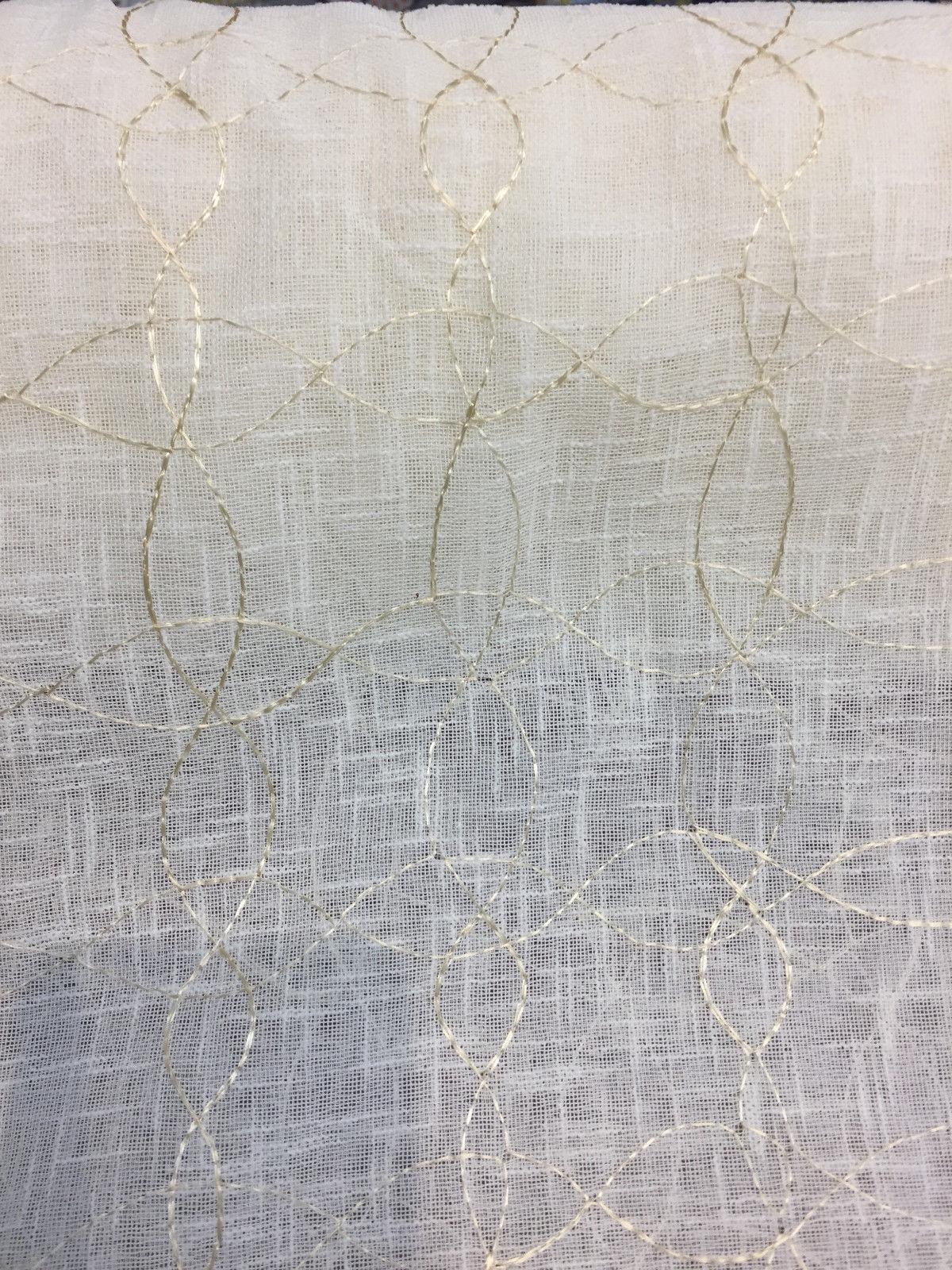 PK Ichthys Circle Polyester Sheer Fabric - Beige And Gold Circle Pattern, 118" Width (1 Yard)