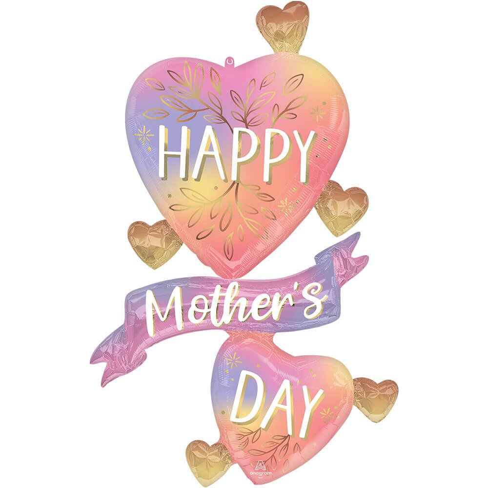 Foil Balloon Happy Mother's Day Heart Traces 49 Inch