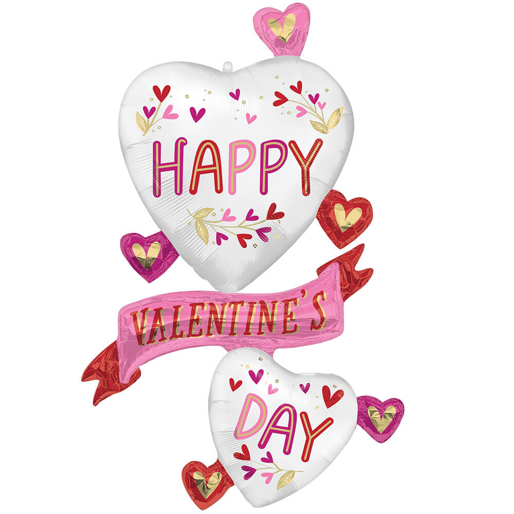 Valentine Foil Balloon 49 Inch Botanical Traces