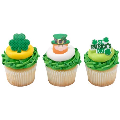 St. Patrick's Day Icons Clover and Leprechaun Cupcake Rings 12 set