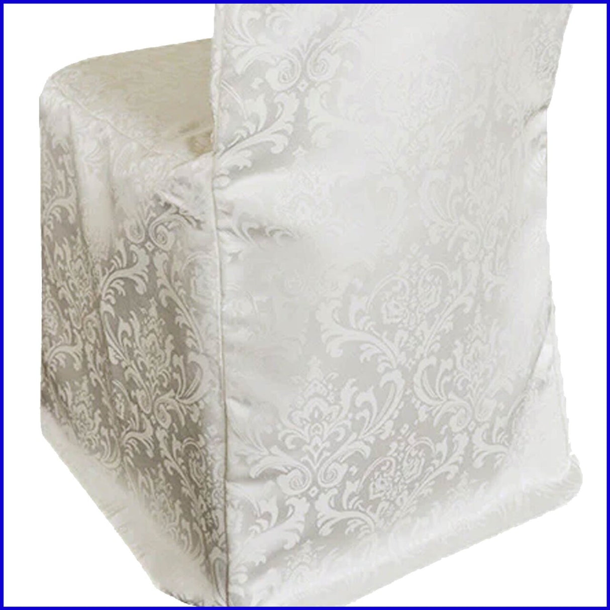 1 Piece Ivory Damask Chair Cover, Elegant Floral Jacquard Polyester Slipcover for Banquet Seating