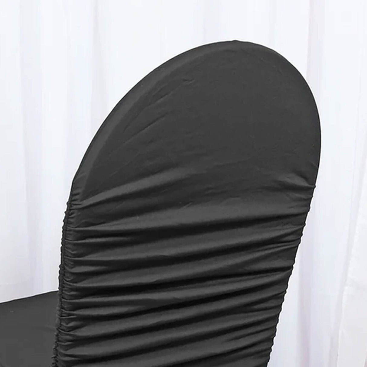 1 Piece Black Ruffle Chair Cover Stretch Rouge Spandex Banquet Style