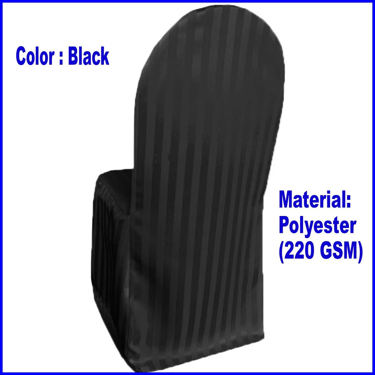 1 Piece Striped Jacquard Polyester Banquet Chair Cover Black Elegant Wedding Decor