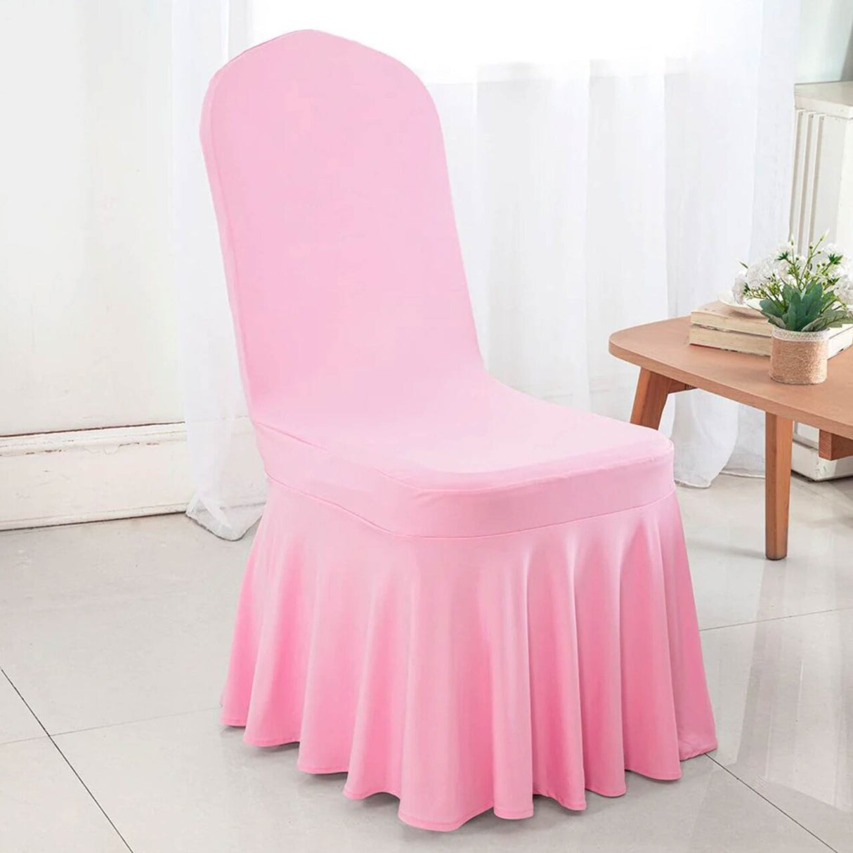 Spandex Banquet Skirt Chair Cover Pink Elegant Stretch Skirt Fit Durable Event Decor