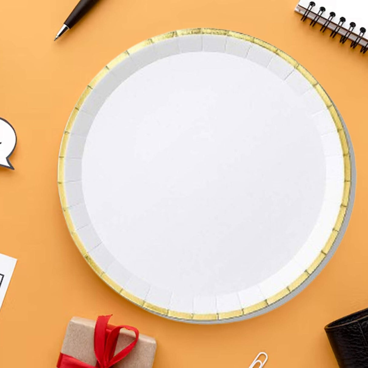 10 Count White Gold Large Paper Plates 9.25 Inch Elegant Party Plates for Events and Dining