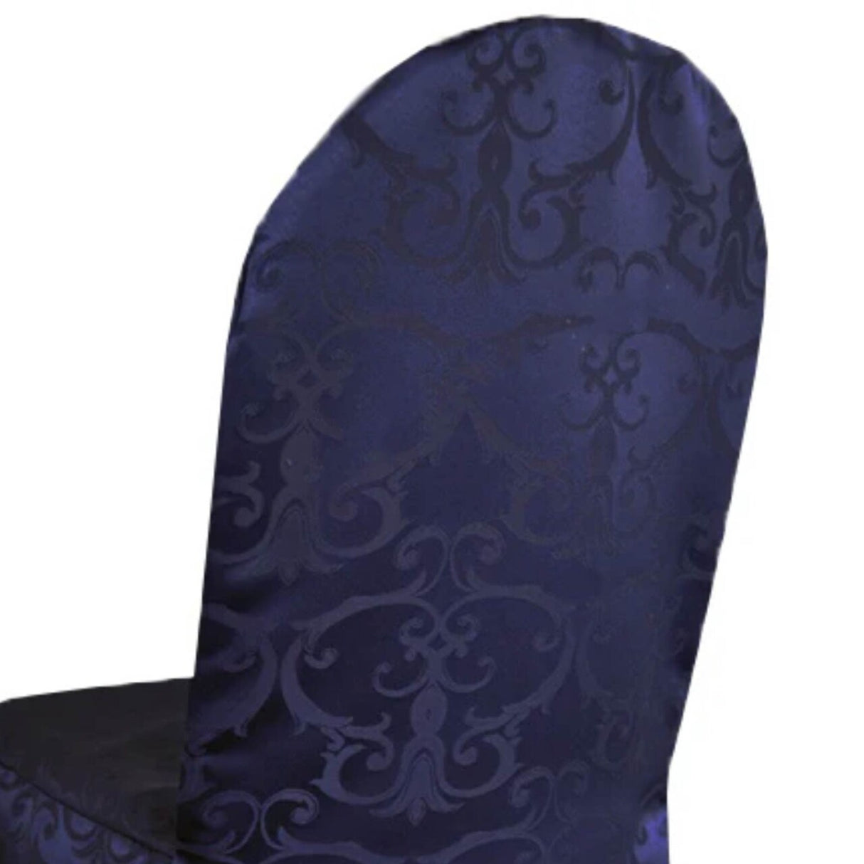 1 Piece Navy Blue Versailles Damask Jacquard Polyester Banquet Chair Cover