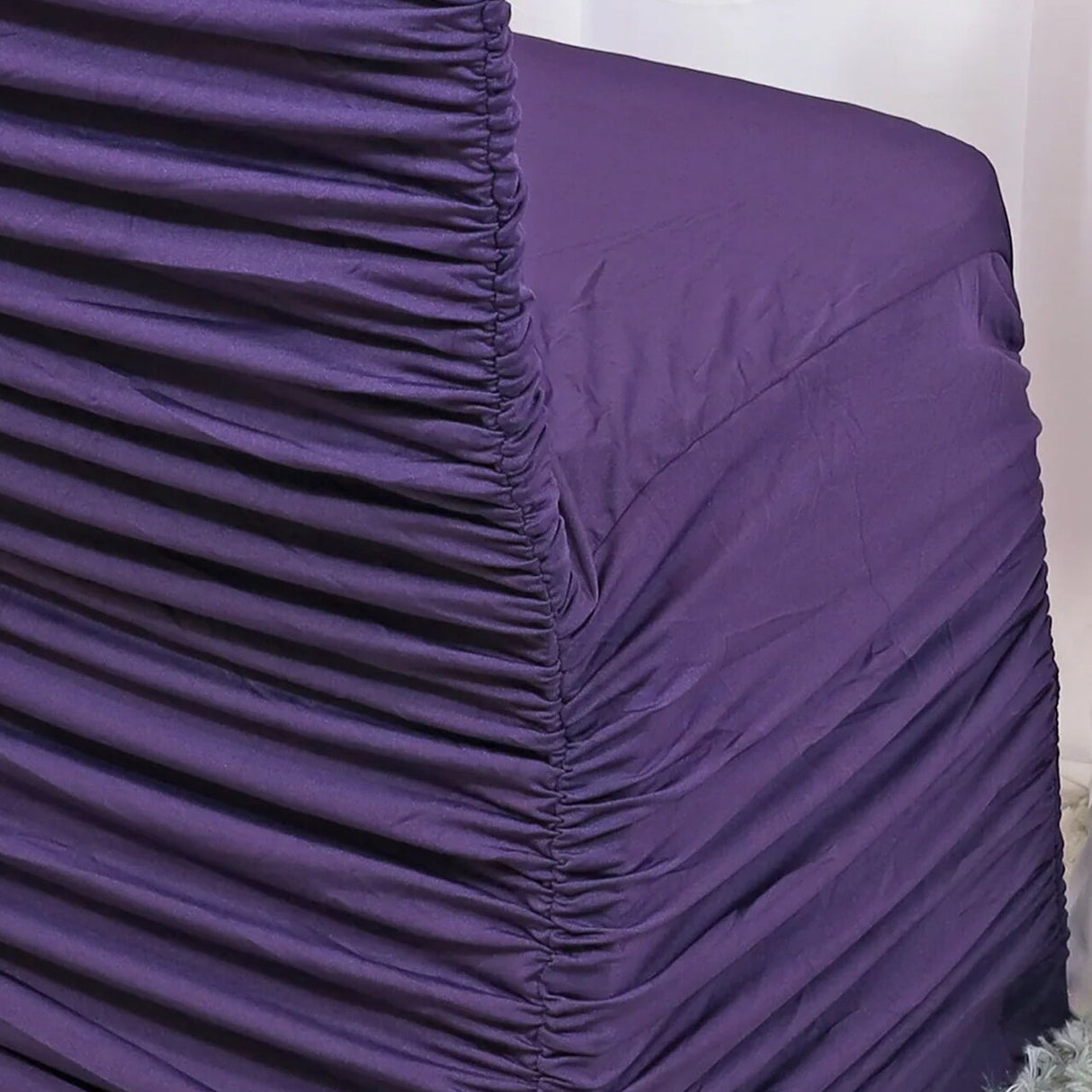 1 Piece Eggplant Rouge Spandex Ruffled Banquet Chair Cover Elegant Event Decor