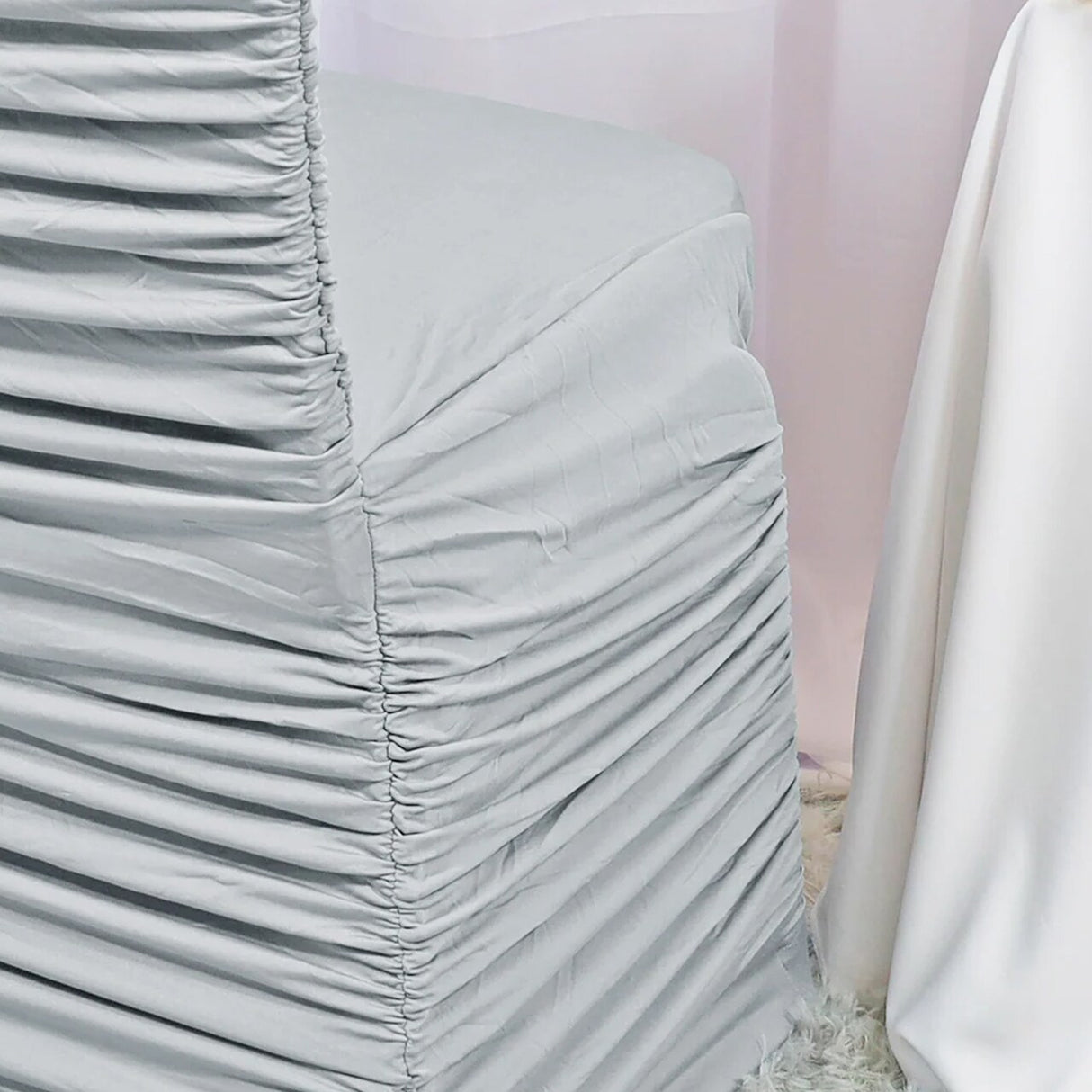 1 Piece Silver Rouge Spandex Chair Cover, Ruffled Stretch Fit for Banquet Seating