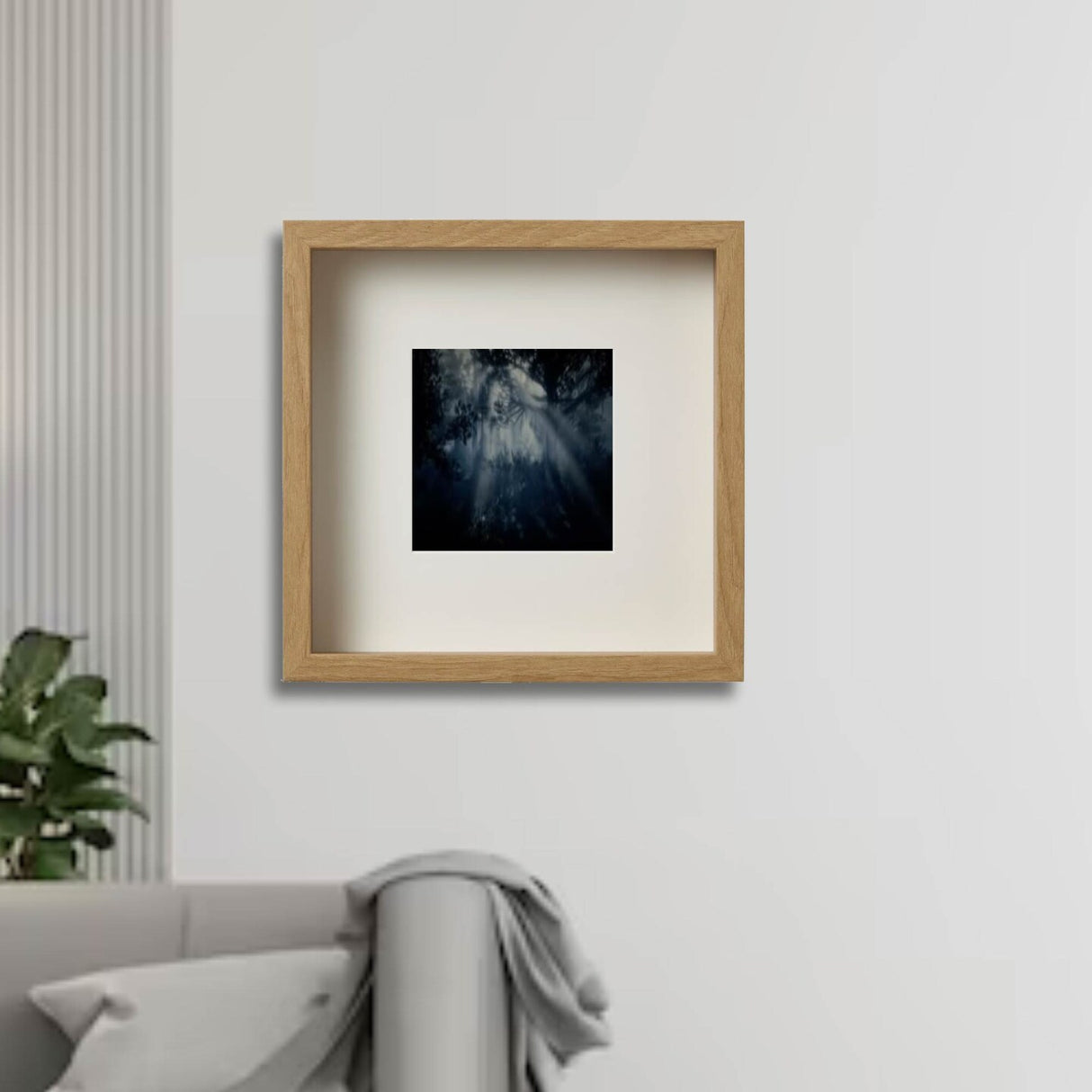 9¾x9¾" Oak Effect Frame with Mount Hang or Stand Deep Frame No-Nail Hanging