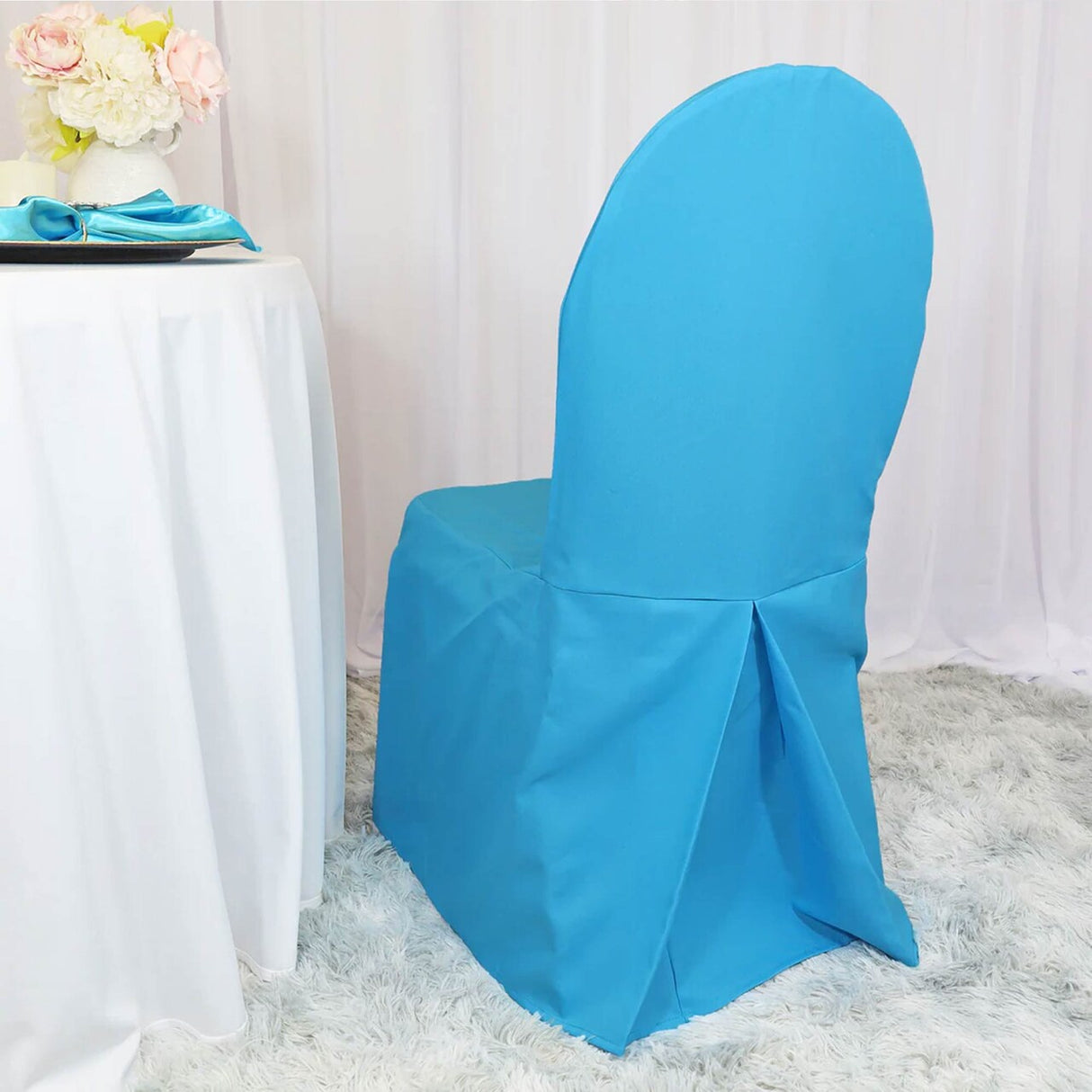 1 Piece Turquoise Polyester Banquet Chair Cover Durable Event Seating