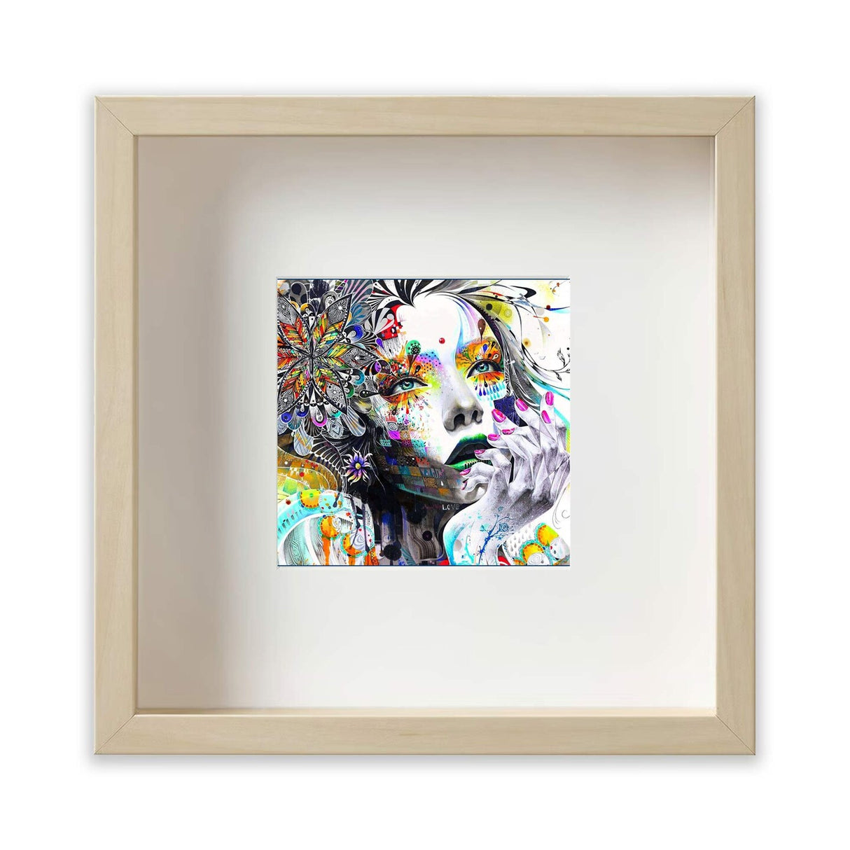 9.75x9.75 Birch Effect Deep Picture Frame with Mat, Plastic Front, Wall or Tabletop Display