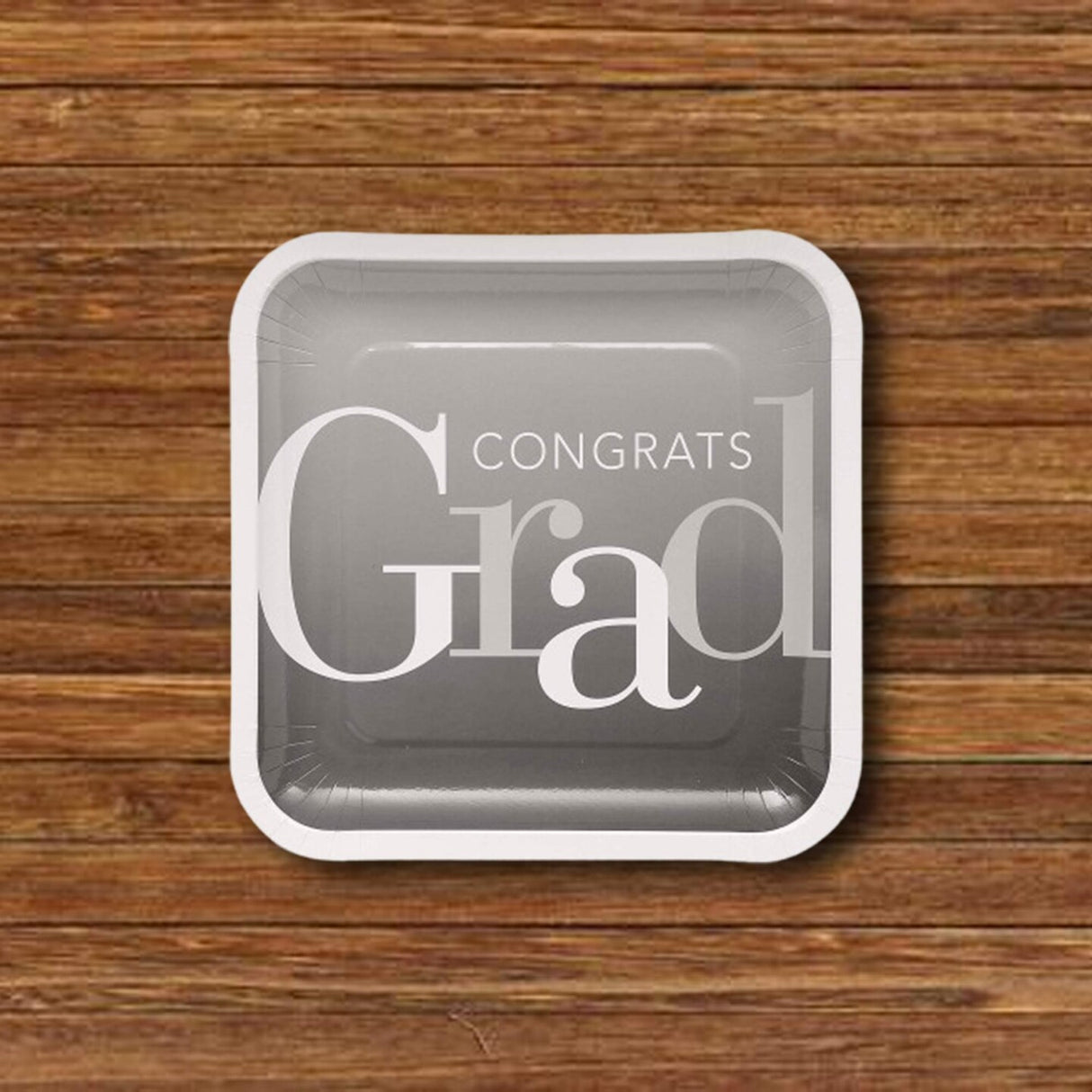 25 Count Graduation Party Elevated Square Paper Dinner Plates Soft Gray 9 Inch