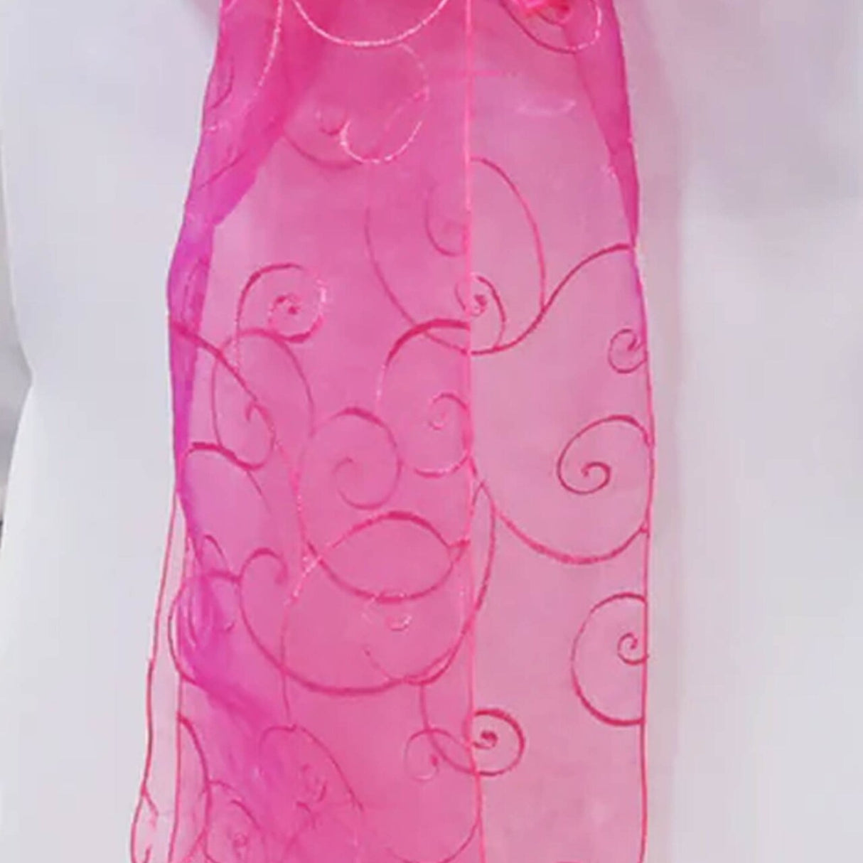 10 Pieces Fuchsia Embroidered Organza Chair Sashes Sheer Elegant Event Decor Bows 8"x108"