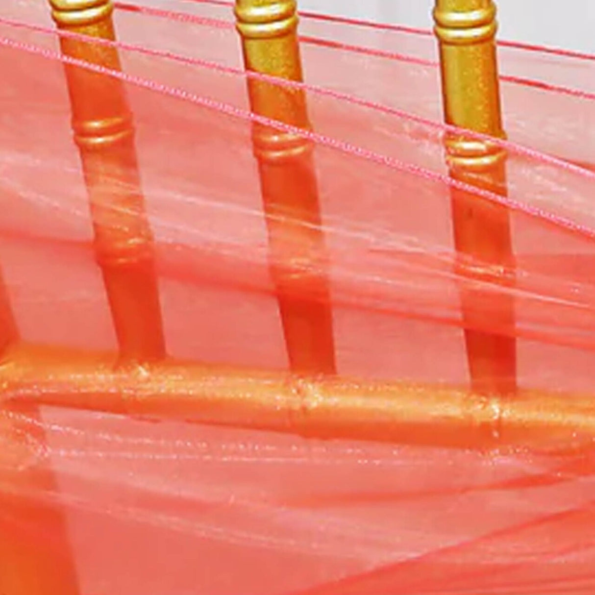 ১০ পিস কোরাল অর্গানজা চেয়ার স্যাশ ৮"x১০৮" নিছক মার্জিত চেয়ার বিবাহ এবং অনুষ্ঠানের জন্য সাজসজ্জা