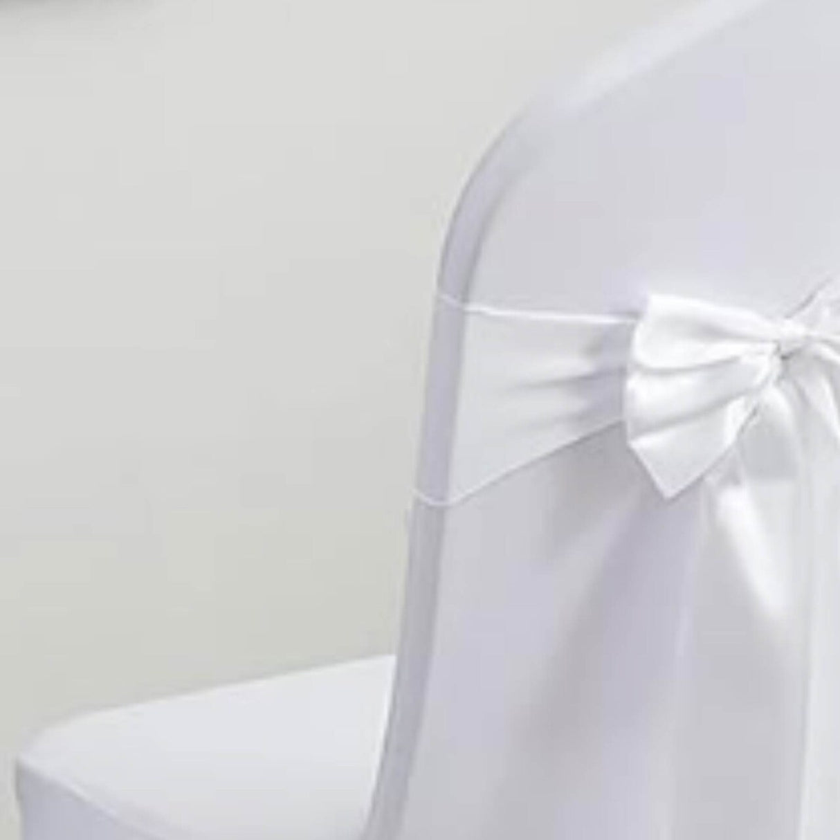 10 Pieces White Polyester Chair Sashes 8"x108" with Serged Edges for Events