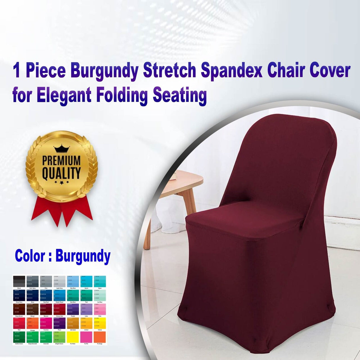 1 Piece Burgundy Stretch Spandex Chair Cover for Elegant Folding Seating