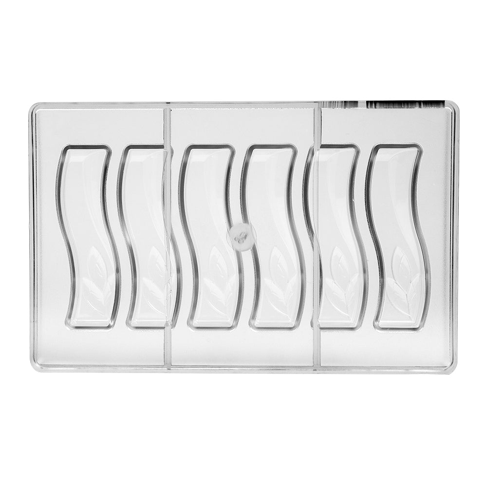 Greyas Polycarbonate Chocolate Mold, Wavy Rectangle by Luis Amado, 6 Cavities