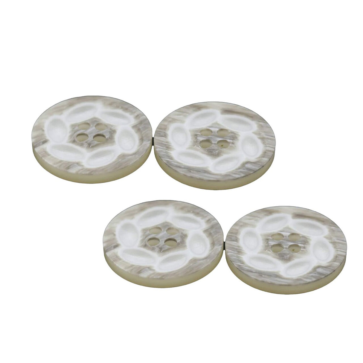 50L (32mm / 1.25") Beige Shell Look Buttons Swirl Ivory Pattern Large Four Hole Coat Button