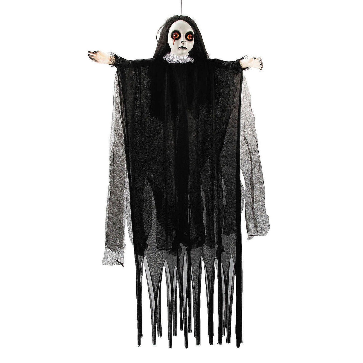 4 Ft. 3" Posable Hanging Girl Dressed in Black Halloween Decoration