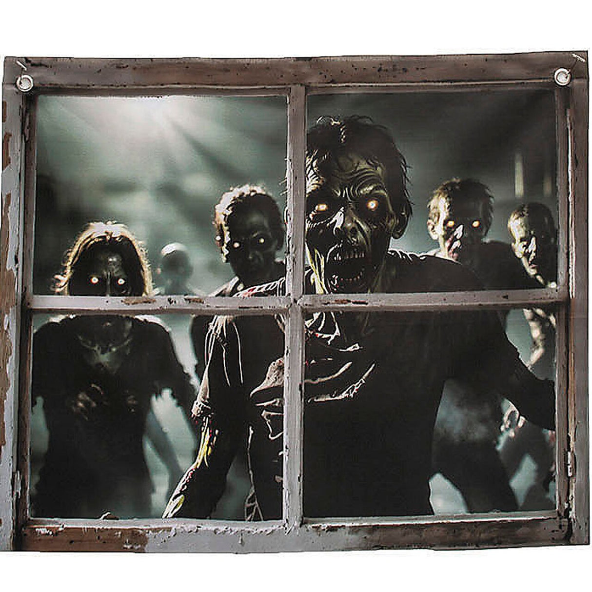 2 Ft. Zombies in the Window Door Curtain Halloween Decoration