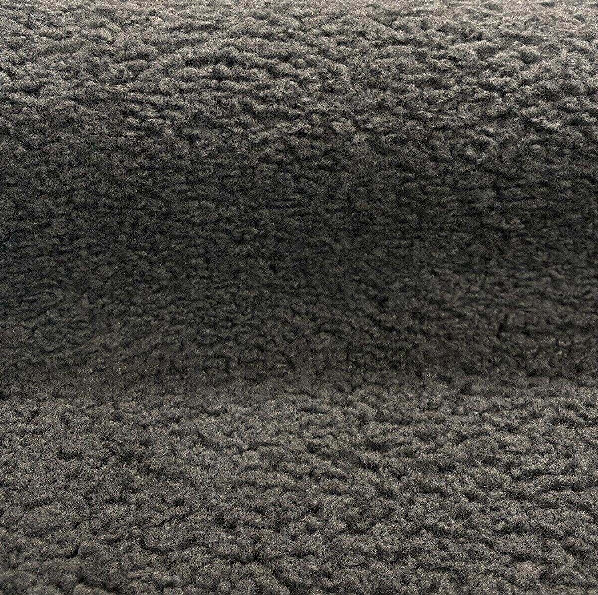 Italian Faux Sheepskin Polyester Fabric - Charcoal Gray, Heavy Upholstery, 60" Width (1 Yard)