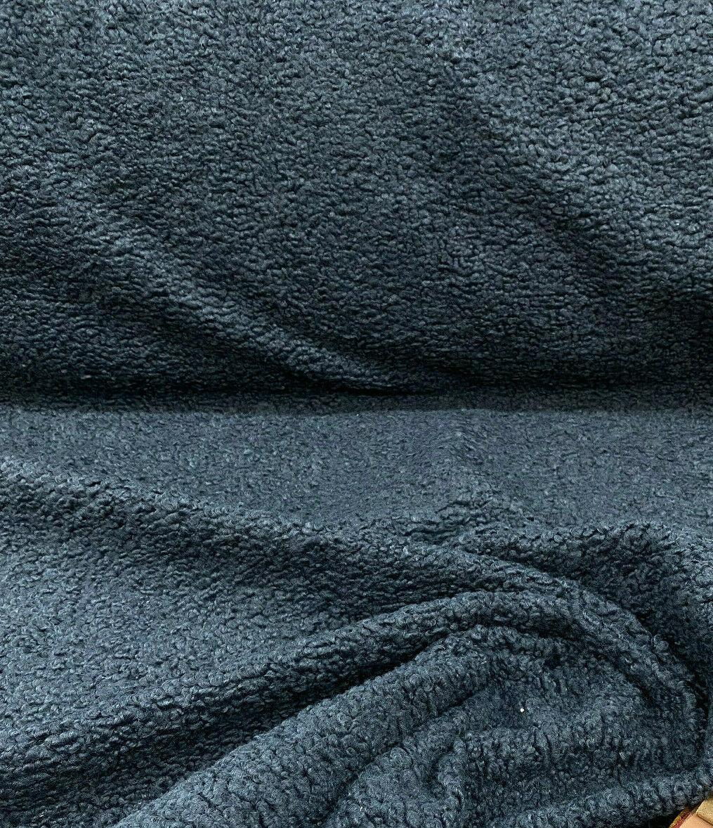 Italian Faux Sheepskin Fabric - Dark Blue Shadow, 60" Width (1 Yard)