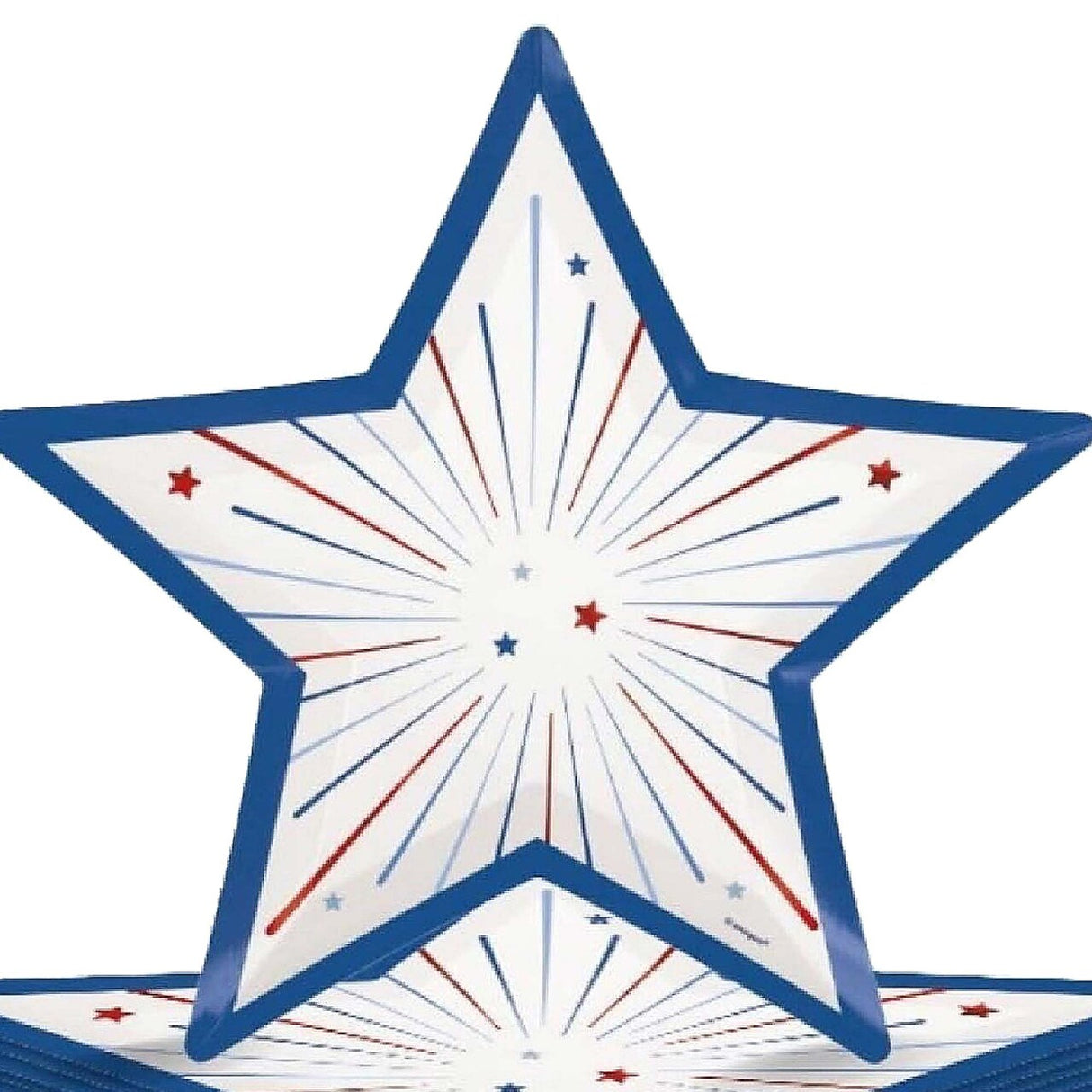 Patriotic USA Star Shaped 9.25" Dinner Platesw Foil Stamping 8ct