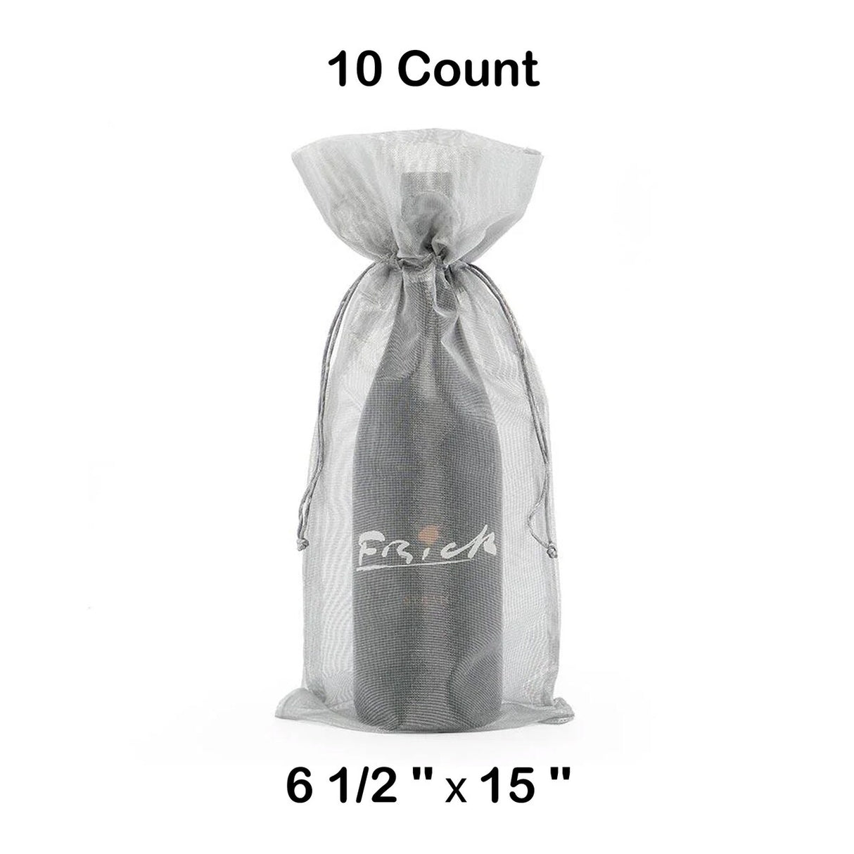 Metallic Fabric Wine Bags 6 1/2 '' x 15 '' Metallic Silver Color 10 EACH / PACKAGE