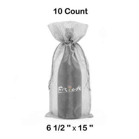 Metallic Fabric Wine Bags 6 1/2 '' x 15 '' Metallic Silver Color 10 EACH / PACKAGE