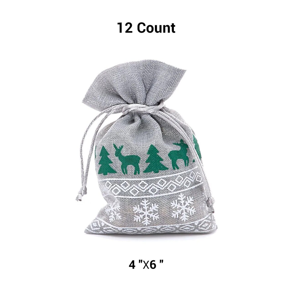 Holiday Faux Linen Bags 4” x 6” for Treats & Gifts