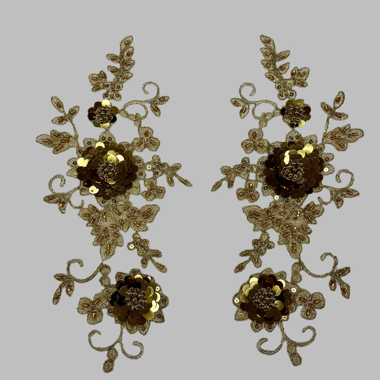 Beaded Corded Floral 3D Lace Applique