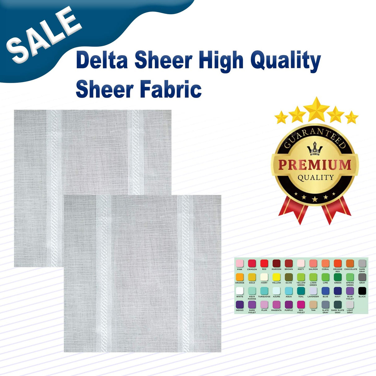 1 Yard Delta Sheer High-Quality Sheer Fabric