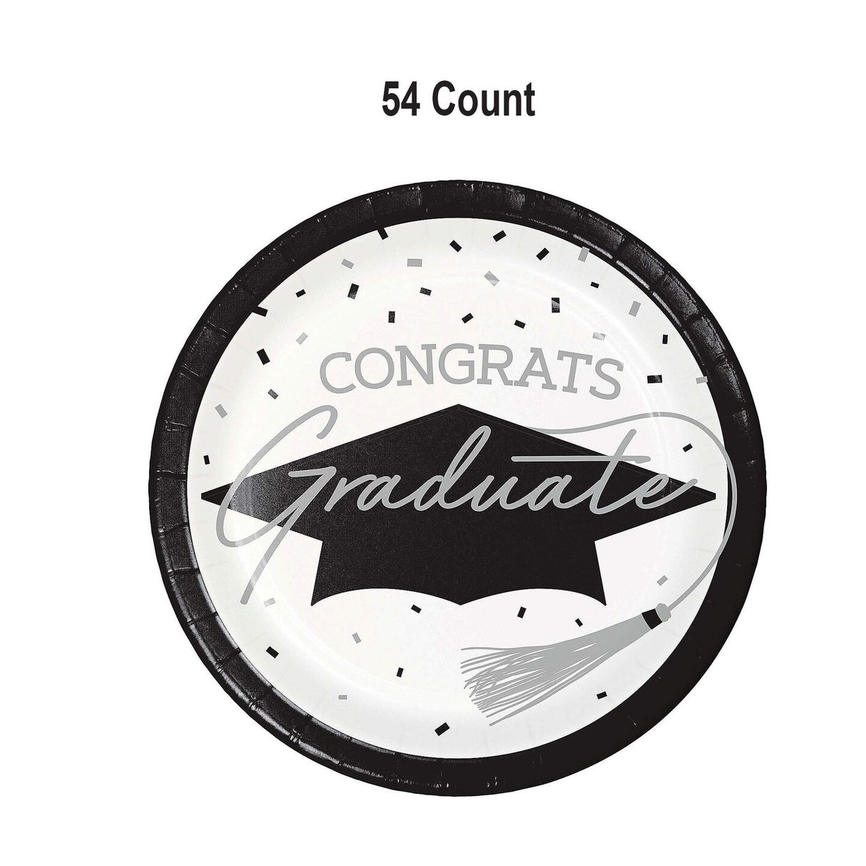 9" 54 Count Versatile White Graduation Party Paper Plates