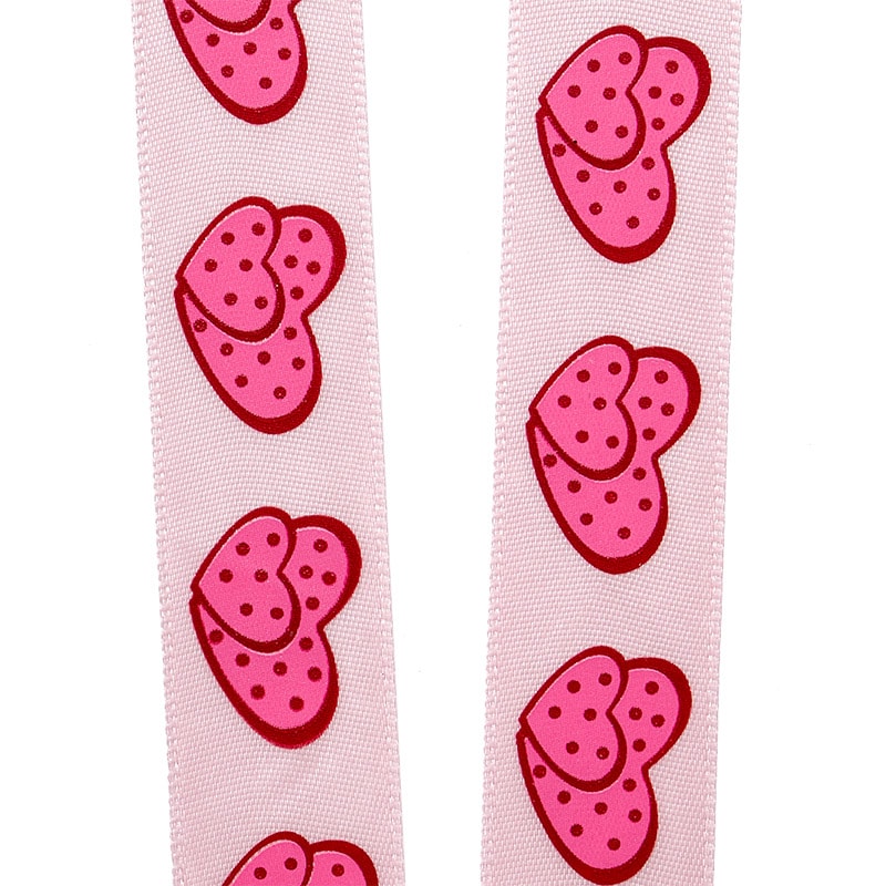 Narrow Dotted Hearts On Satin Ribbon 7/8 '' X 25 yd - 1 / ROLL