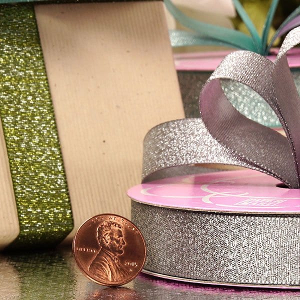 Shining Sand Satin Ribbon 5/8 '' X 25 yd - Silver Color 1 / ROLL